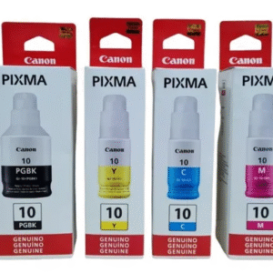MEGA KIT TOTAL COLORS: 4 Botellas de Tinta Canon GI-10 (PGBK, C, M, Y) | Ultra Alto Rendimiento para MegaTank Maxify | Tecnoprocesos Colombia