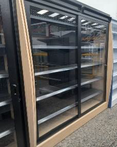 Góndola de Pared 2150x1800x350 mm | 5 Niveles Exhibición Masiva | Negro/Maple | Diseño Compacto | Tecnoprocesos Colombia