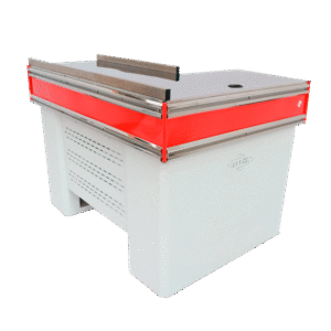 Punto de Pago VENETON Grande Esquinero Derecho | Tapa Acero Cal. 24 | Caja con Máxima Área de Trabajo | Blanco/Rojo | Tecnoprocesos Colombia