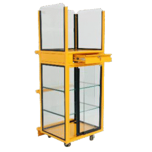 Mueble Caja Metálico para Ferretería | 1.7 Mts | Tubo 1 1/4" | Ruedas | Gaveta Segura | Color Amarillo | Tecnoprocesos Colombia