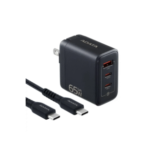 CARGADOR 65W NEGRO - 2 PUERTOS USB TYPE C- 1 PUERTO USB TYPE A + CABLE 2METROS TYPE C